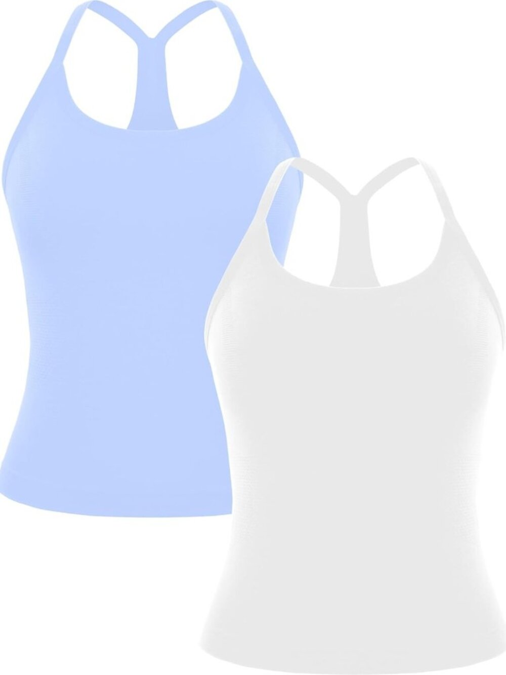 2 Pack Women's Workout Racerback Tank Tops with Built-In Bra for Activewear